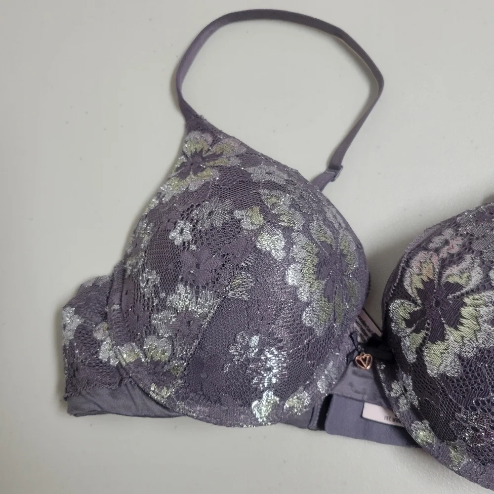 Victoria's Secret Body By Victoria Perfect Shape  Lace & Sparkle Bra Size 34C.